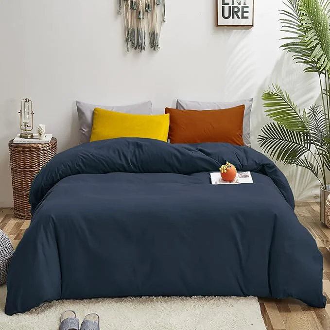 Exceptional Luxlovery Navy Blue Comforter Set Full Dark Blue Bedding Comforter Set Full Solid Color Soft Breathable Blanket Quilts Cozy Comforter for Women Men Adults Original Design