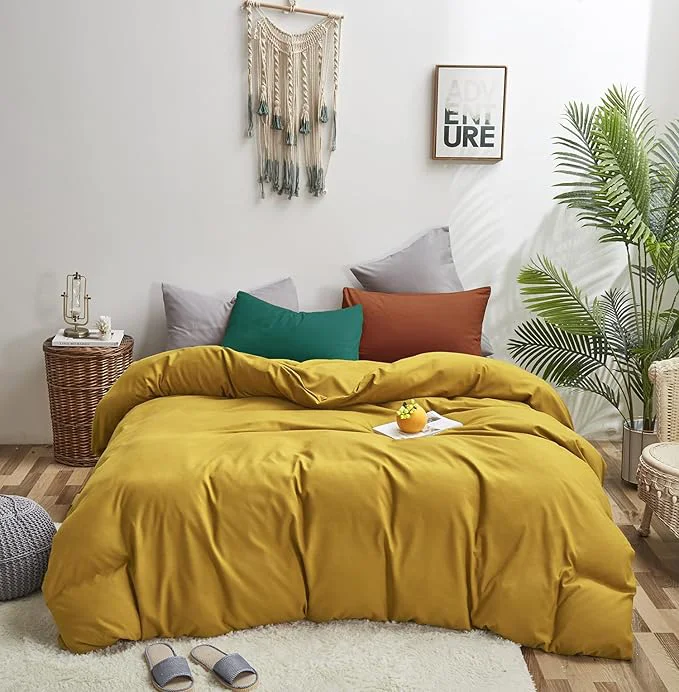 Specialty Luxlovery Mustard Yellow Comforter Set Full Modern Bright Yellow Bedding Comforter Set Full Soft Cozy Breathable Quilts for Adults Teens Kids Superior