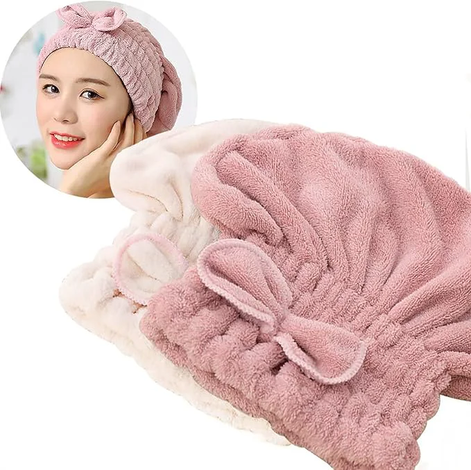Lightweight Jseng 2PC Microfiber Hair Drying Caps Extrame Soft Ultra Absorbent Fast Safe