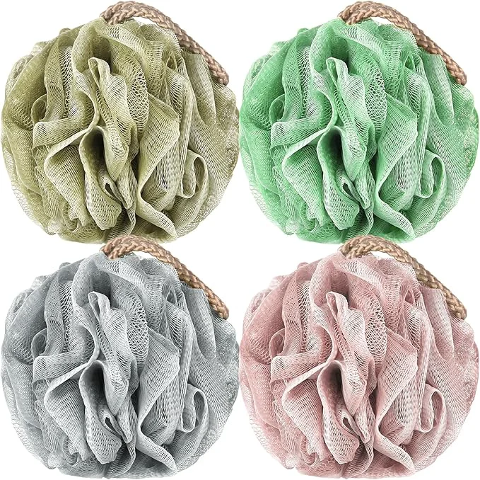Breathable Loofah Sponge Pack of 4 Deep Cleansing Body Scrubber Healthy