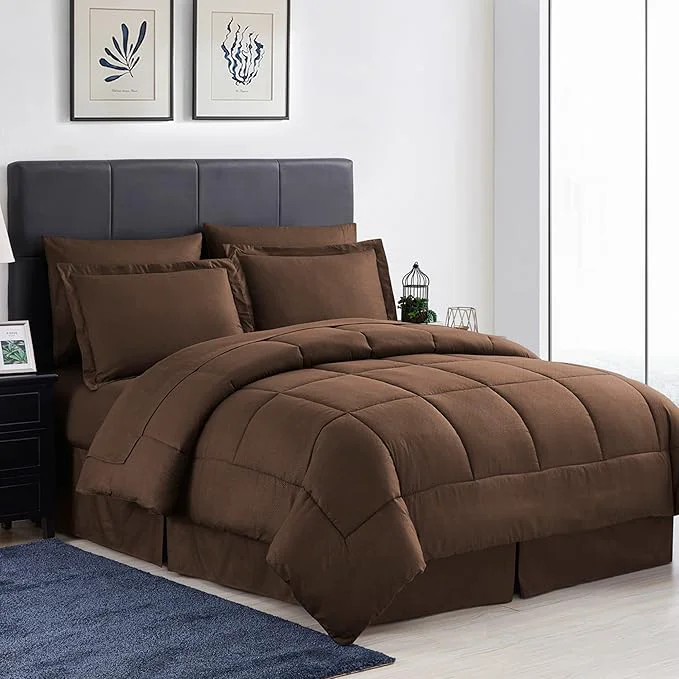 Clean 8 Piece Comforter Set Bag with Greek Key Design Pack of 3 Smooth