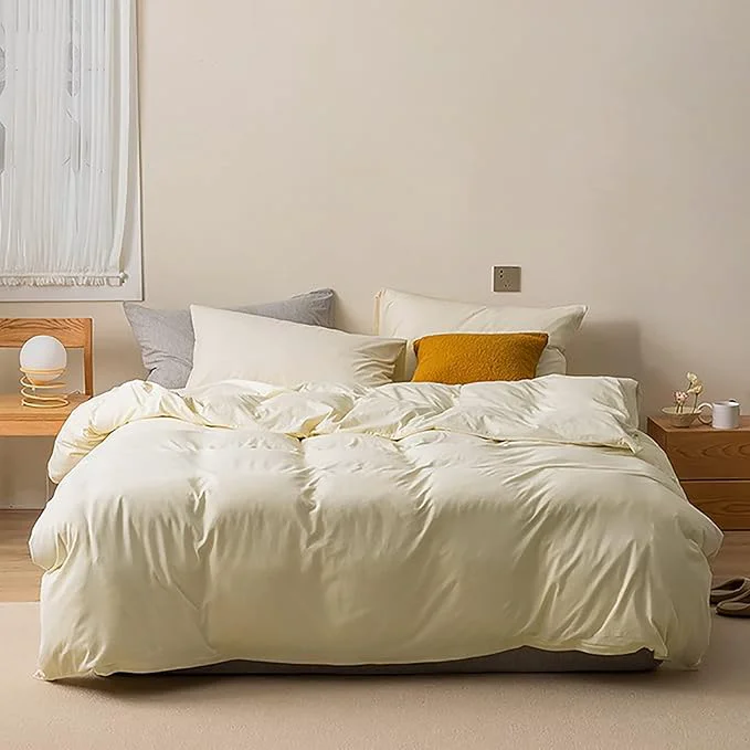 Classic Luxlovery Ivory White Comforter Set California King Cream White Bedding Comforter Cal King Solid Beige Minimalist Bedding Set Soft Breathable Blanket Quilts Modern Comforter Set Premium