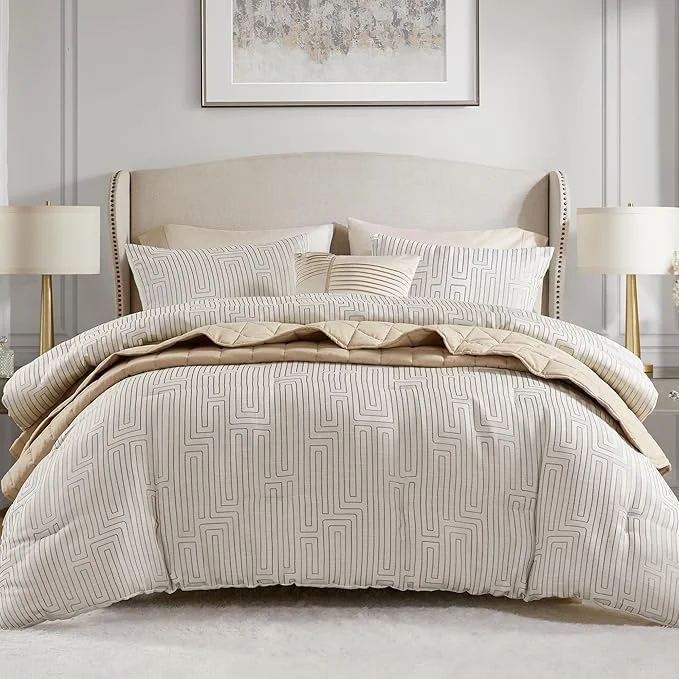 Carefully Designed Madison Park Cal King Comforter Set Jacquard Metallic Thread Comforters All Season Comforter amp Quilt Bed Set Cal King Size Comforter Pillow Shams Royce Cal King Ivory 5 Piece Premium Material
