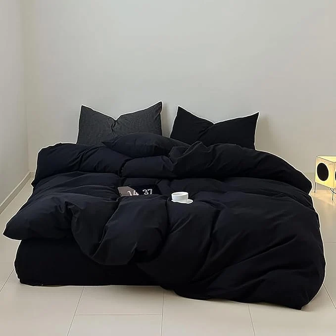 Comfortable Luxlovery Black California King Comforters Set Women Men Solid Black Bedding Set Cal King Soft Breathable Lightweight Durable Comforter Set Fluffy Blanket Quilts Sustainable