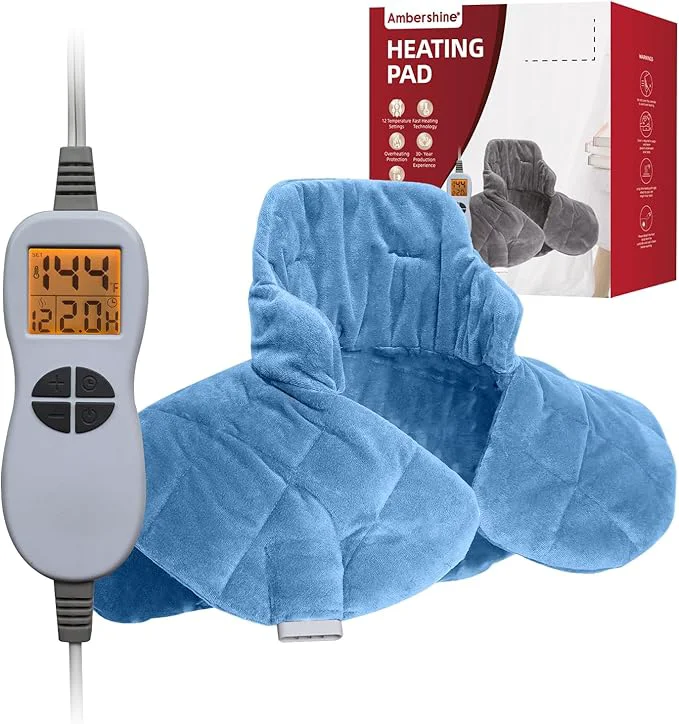 Original Ambershine 19''x24'' Weighted Neck Shoulder Heating Pad 2.5lbs High-Grade
