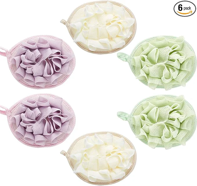 Breathable Boao 6 Pcs Bath Shower Pouf Sponge Mesh Pouf Shower Ball Exfoliating Body Traditional