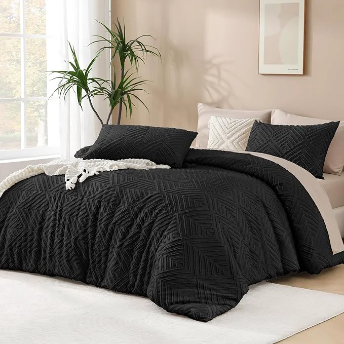 Efficient Andency Oversized King Comforter Set 120 39 39 x98 39 39 3 Pieces Black Soft Boho Bedding Set amp Collections All Season Farmhouse Tufted Fluffy Bed Set 1 Comforter 2 Pillowcases World-Class