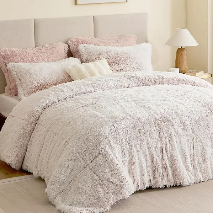 Dependable Intelligent Design Twin Comforter Set Fur-Like Shaggy Comforters for Twin Size Bed Warm Fuzzy Bedding All Season Luxurious Comforters Twin Size Bed Set Malea Twin Twin XL Pink White 2 Piece Proven