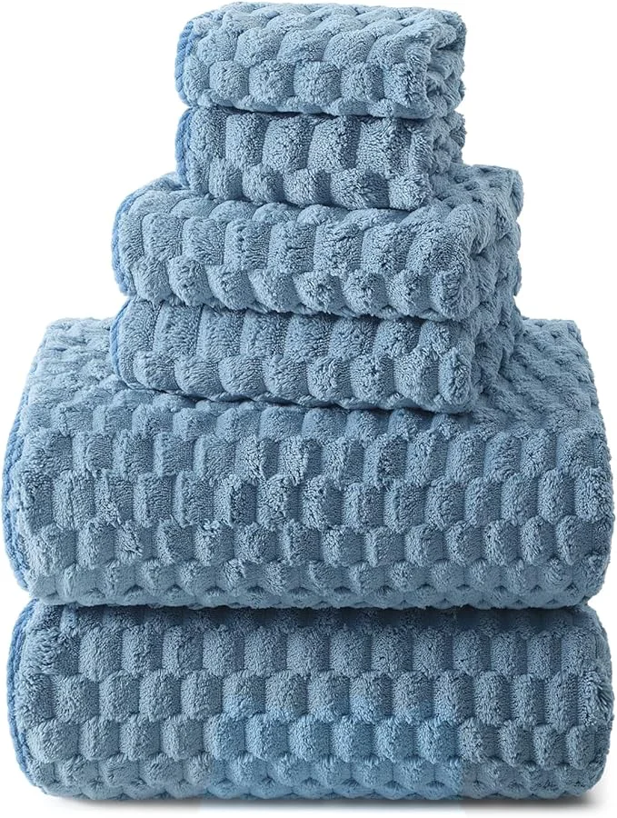 Trusted REDKISS Blue Microfiber Towels Set of 6-35x70 Inches Oversized Bath Sheets Classic