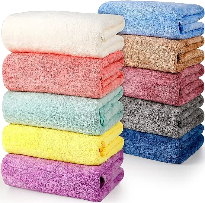 Fine Mixweer 10 Pieces Bath Towel Set Microfiber Coral Velvet Highly Absorbent Organic