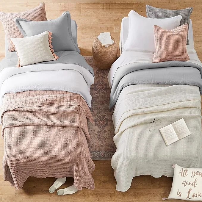 Trendy Levtex Home - Mills Waffle - Twin Quilt Set - Blush Cotton Waffle - Quilt Size 68 x 86in. Sham Size 26 x 20in. World-Class