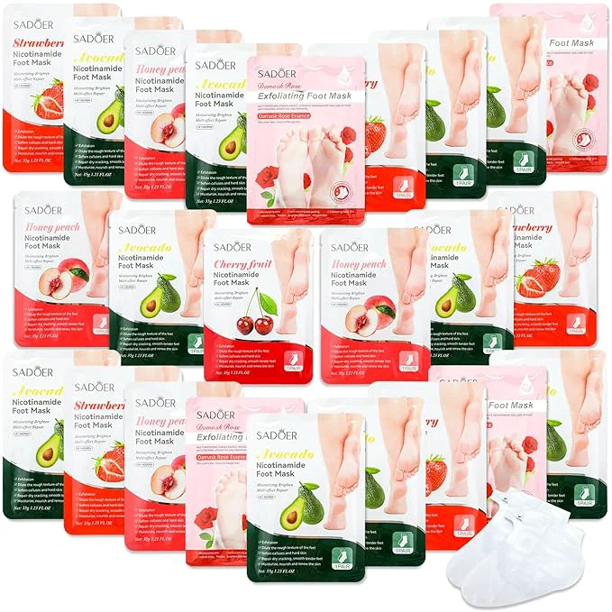 Flexible 24 Pcs Fruits Beauty Foot Mask Bulk Hydrating Foot Moisturizing Socks Shea Carefully Designed