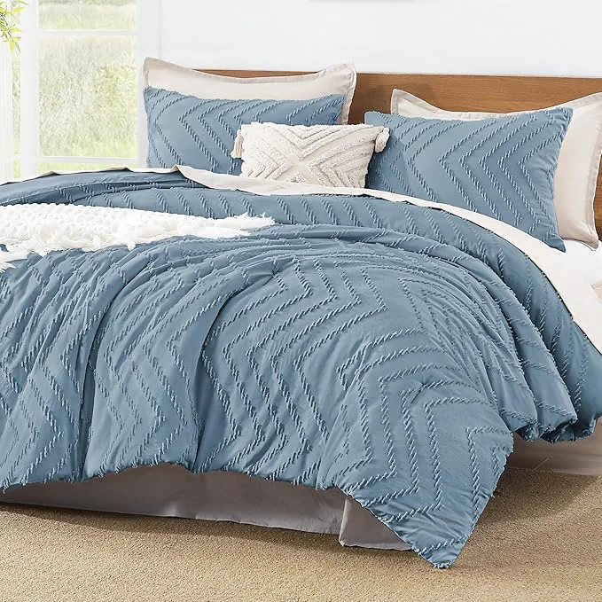 Carefully Designed Litanika Grayish Blue California King Comforter Set 3 Pieces Cal King Oversized Chevron Tufted Bedding Comforter Sets Fluffy Bed Set 104x96In Comforter amp 2 Pillowcases Trusted