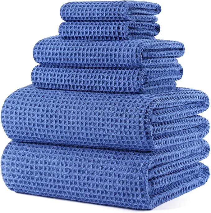 Practical POLYTE 430 GSM Microfiber Quick Dry Lint Oversize Bath Towel Set 6 Piece Solid