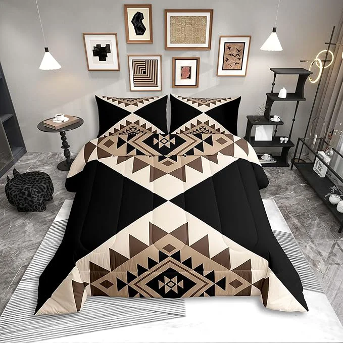 Prestigious Erosebridal Black Beige Abstract Toddler Comforter Modern Boho Western Aztec Bedding Set Geometric Stripes Duvet Insert Minimalist Stylish Art Southwestern Bed Sets Effective