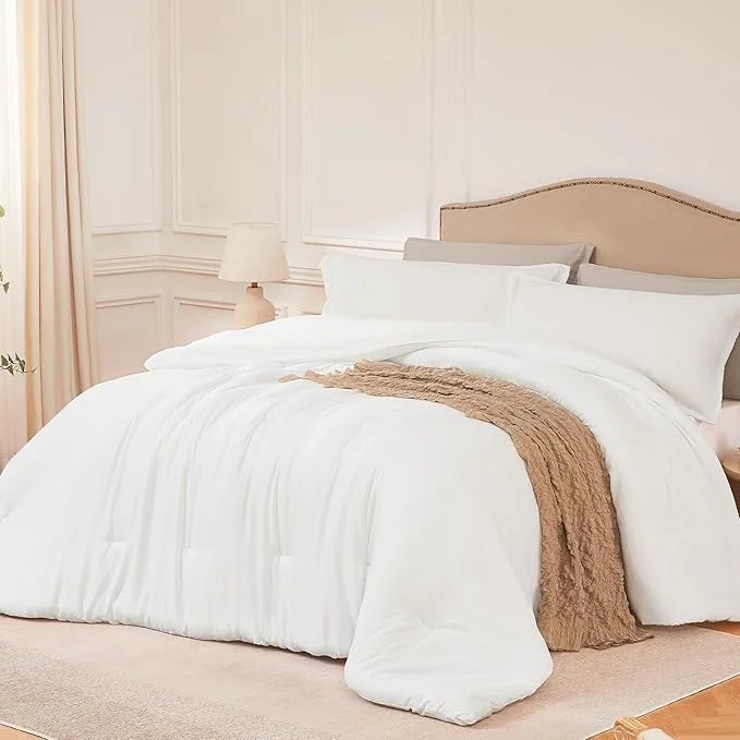 Trusted Oversized Queen Comforter Sets White 3PCS Soft Lightweight Breathable Bedding Comforter Sets for All Season Queen XL 98 39 39 ×98 39 39 Comforter amp 2 Pillowcases Organic