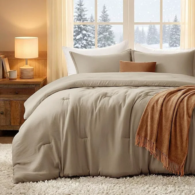 Optimized California King Comforter Set Taupebrown 3PCS Soft Lightweight Breathable Bedding Comforter Sets for All Season Cal King 104 39 39 ×96 39 39 Comforter amp 2 Pillowcases Enhanced