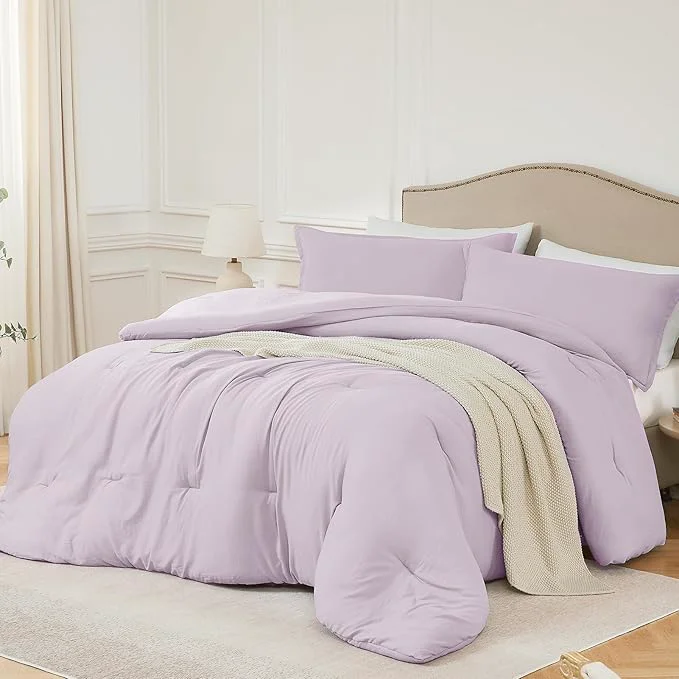 Fine Twin Comforter Set Light Purple 2PCS Soft Lightweight Breathable Bedding Comforter for All Season Twin Size 68 39 39 ×90 39 39 Comforter amp 1 Pillowcase High-Performance