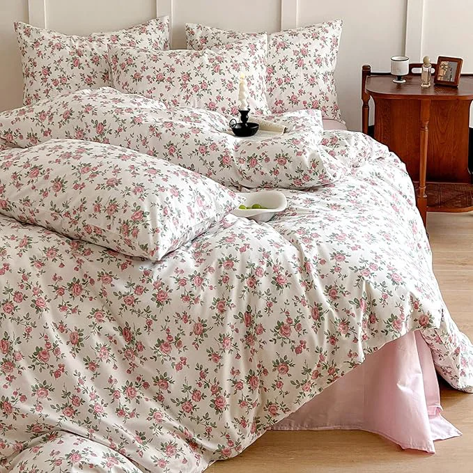 Authentic HighBuy King Comforter Set Boho Floral Printed Comforter Set Girl Bedding Comforter Sets Boho Style Chic Shabby Comfy Soft King Comforter with 2 Pillowcases Cooling Fluffy Comforter Sets Environmentally Friendly