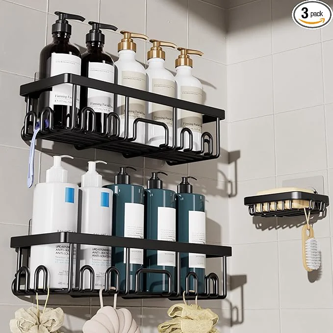 Fine Veken Shower Caddy 3-Pack Advanced Rustproof Design No Drilling Adhesive Elegant