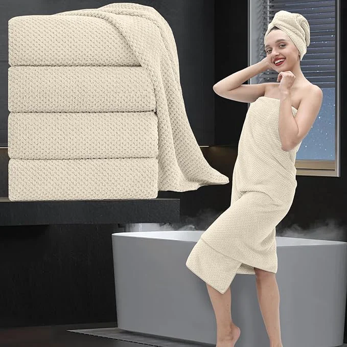 Lightweight Extra Large Bath Towel Set of 4 Oversized Bath Sheet Super Soft Highly Verified
