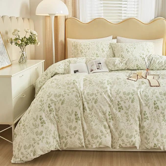 Reliable HighBuy Cute Floral Comforter for Twin XL Bed Aesthetic Green Floral Bedding Comforter Set Soft Cottagecore Botanical Farmhouse Coquette Bed Set 3 Piece Twin XL Boho Comforter with 2 Pillowcase Verified