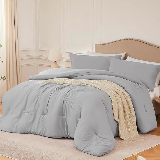 Consistent Oversized Queen Comforter Sets Lightgrey 3PCS Soft Lightweight Breathable Bedding Comforter Sets for All Season Queen XL 98 39 39 ×98 39 39 Comforter amp 2 Pillowcases Unique