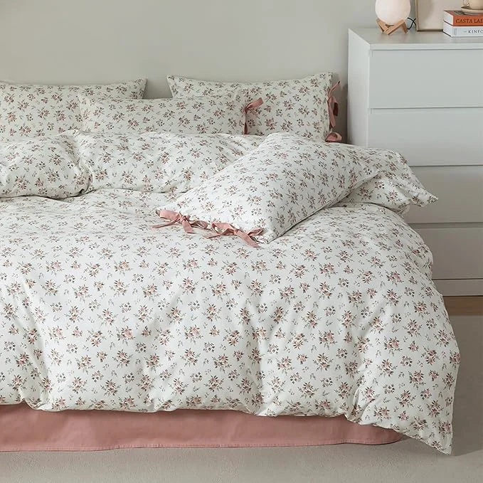 Fashionable HighBuy Cute Floral Boho Comforter Set Twin XL 3 Piece Kids Comforter with 2 Bowknot Bow Tie Pillowcases Bohemian Breathable Bedding Comforters for Teen Girl Boy Cozy Soft Comforter Set Quilt Authentic