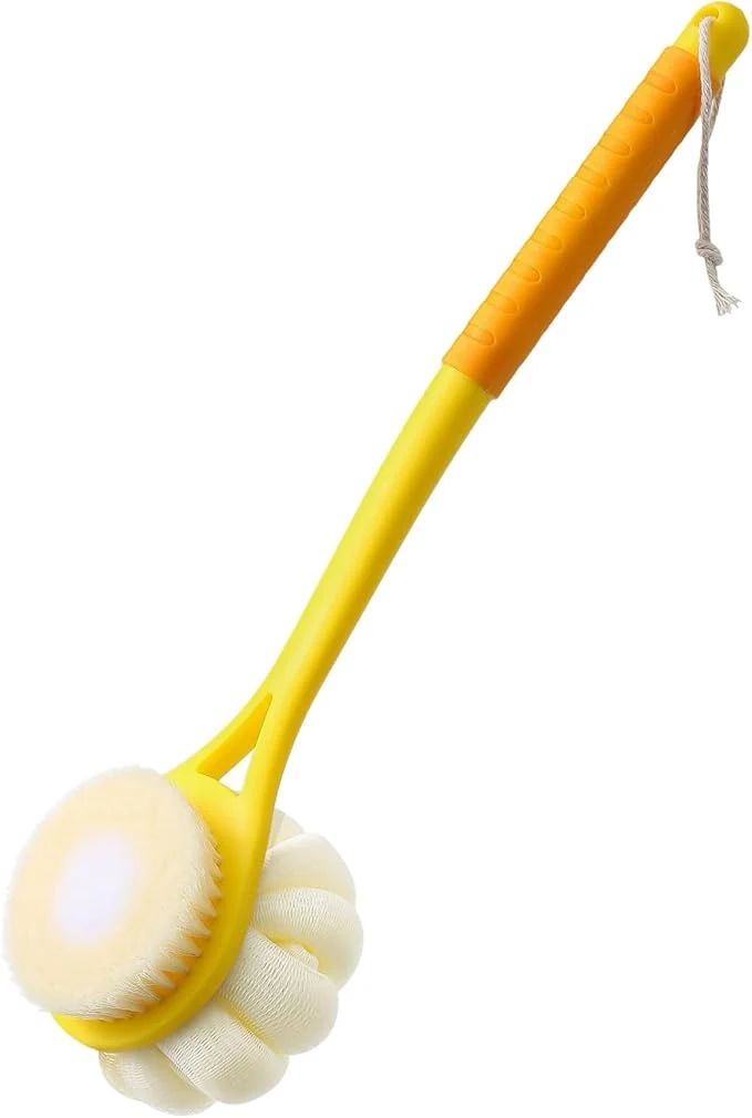Professional Shower Body Brush Soft Bristles and Beautiful Pumpkin Loofah 14 Long Handle Relaxed