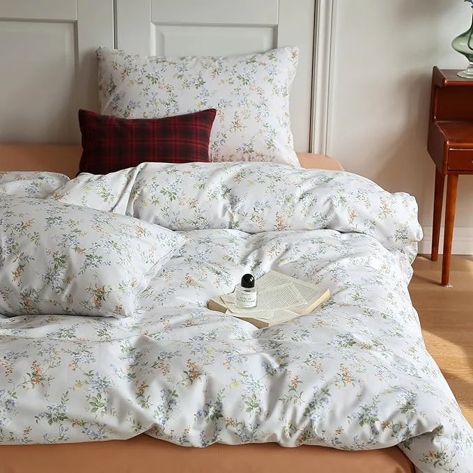 Natural HighBuy 3 Piece Flowers Comforter Set Full Size French Style with Blue Floral Botanical All Season Bedding Comforter Cottagecore Cozy Comforter Set with 2 Pillowcases Lightweight Soft Smart