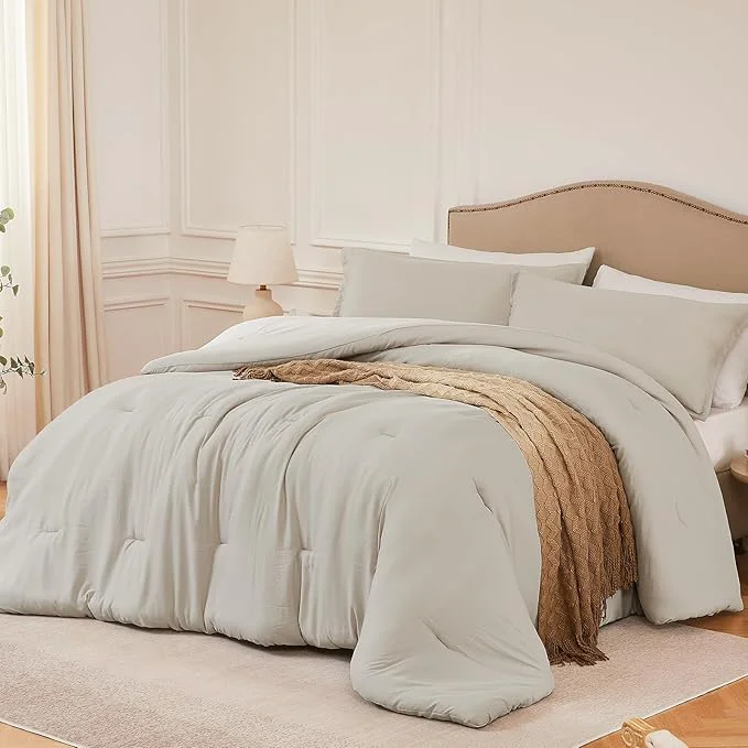 Optimized Oversized Queen Comforter Sets Oatmeal 3PCS Soft Lightweight Breathable Bedding Comforter Sets for All Season Queen XL 98 39 39 ×98 39 39 Comforter amp 2 Pillowcases User-Friendly
