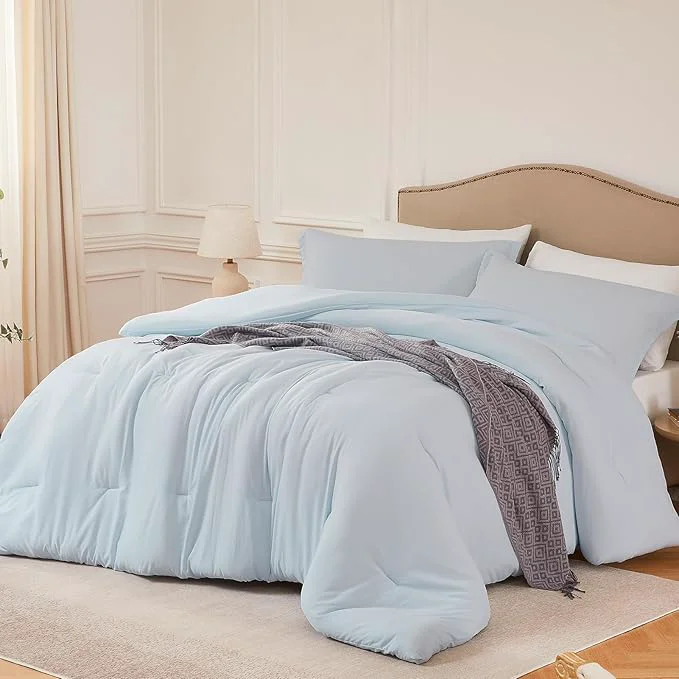 Luxury Queen Comforter Sets SkyBlue 3PCS Soft Lightweight Breathable Bedding Comforter Sets for All Season Queen Size 90 39 39 ×90 39 39 Comforter amp 2 Pillowcases Environmentally Friendly