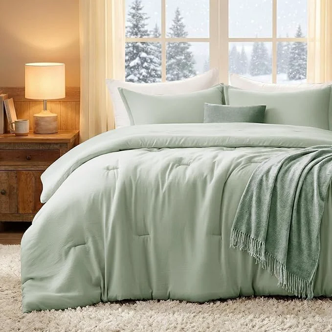 Modern California King Comforter Set SageGreen 3PCS Soft Lightweight Breathable Bedding Comforter Sets for All Season Cal King 104 39 39 ×96 39 39 Comforter amp 2 Pillowcases Relaxed