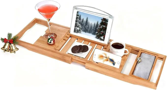 Smart Utoplike Bamboo Bathtub Caddy Tray Bath Tray Crafted