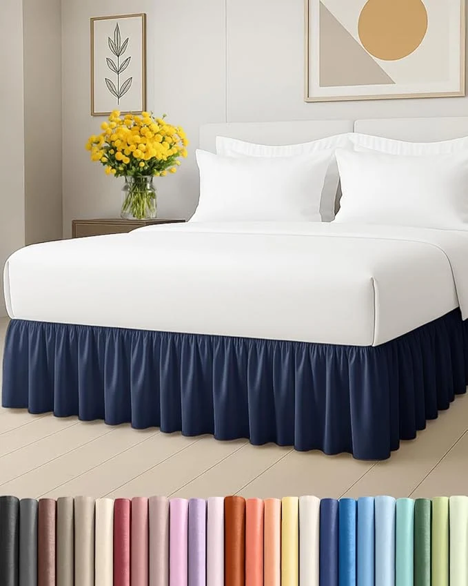 Bedskirt Twin Size Ruffle - 18 inch Drop Dust Ruffle Bed Skirt with Platform - Ultra-Soft Easy Fit Premium Hotel Quality - Wrinkle Fade amp Shrink Resistant - for Women Men Kids and Teens - Navy Specialty
