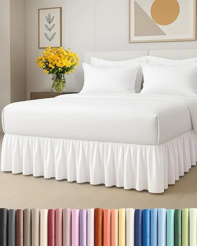 Carefully Designed Bedskirt King Size Ruffle - 18 inch Drop Dust Ruffle Bed Skirt with Platform - Soft Easy Fit Premium Hotel Quality - Wrinkle Fade amp Shrink Resistant - For Women Men Kids and Teens - Antique White Comfortable