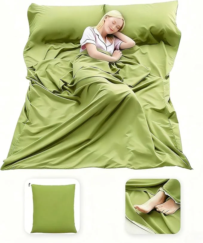 Comfortable Sleeping Bag Liner Lightweight Compact Sleeping Bag Sack Portable Clean Travel Sheet Camping Sleep Sheet for Backpacking Hotel Hiking Premium