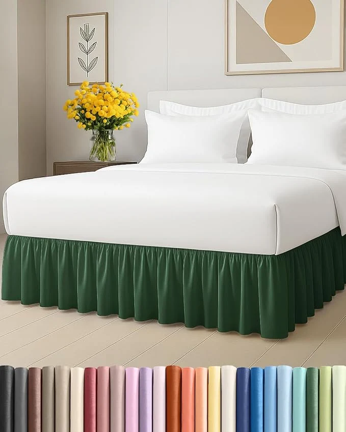 Safe Bedskirt Full Size Ruffle - 18 inch Drop Dust Ruffle Bed Skirt with Platform - Soft Easy Fit Premium Hotel Quality - Wrinkle Fade amp Shrink Resistant - For Women Men Kids and Teens - Emerald Green Dependable
