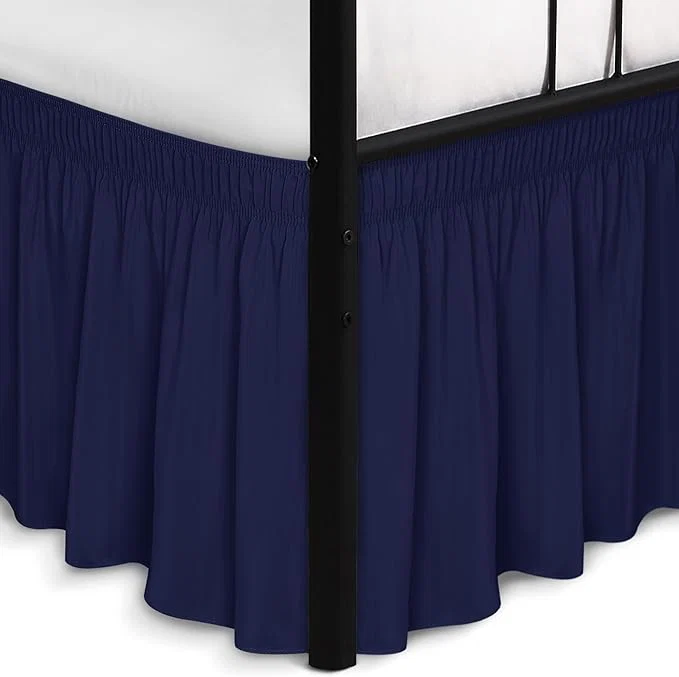 Green Biscaynebay Wrap Around Bed Skirts with Split Corners for Full Beds 15 quot Drop Navy Adjustable Elastic Dust Ruffles Easy Fit Wrinkle Resistant Silky Luxurious Fabric Machine Washable Authentic