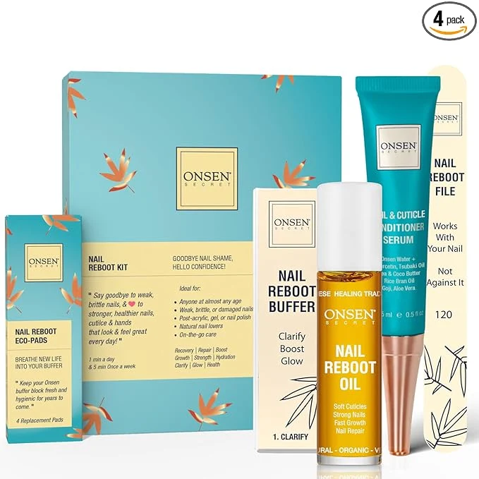 Casual Onsen Secret Complete Nail Reboot Kit w Cuticle Oil 10ml Nail File 120 180 Sophisticated