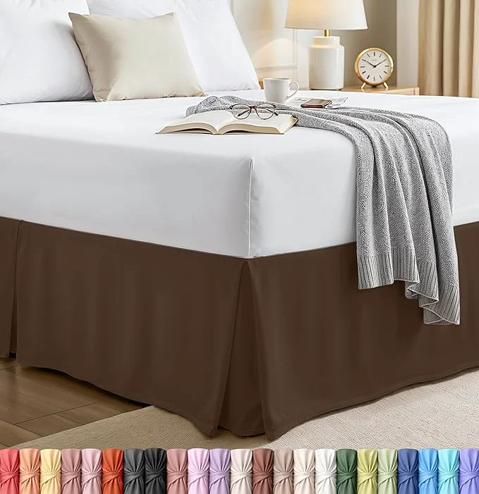 Efficient Utopia Bedding Twin Bed Skirt - Soft Quadruple Pleated Ruffle - Easy Fit with 15 Inch Tailored Drop - Hotel Quality Shrinkage and Fade Resistant Twin Brown Expertly Made
