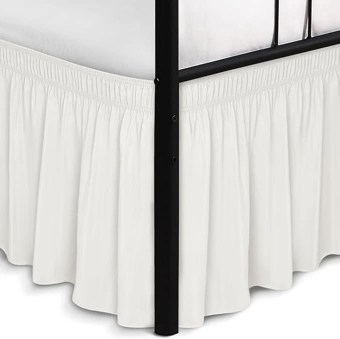 Green Biscaynebay Wrap Around Bed Skirts with Split Corners for Full Beds 16 quot Drop Ivory Elastic Dust Ruffles Adjustable Easy Fit Wrinkle amp Fade Resistant Silky Luxurious Fabric Machine Washable Contemporary