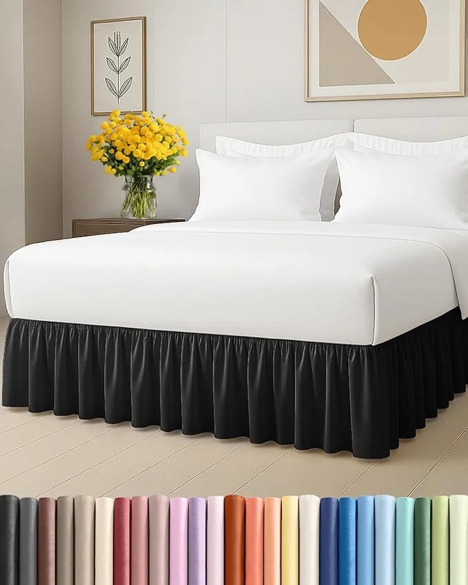 Reliable Bedskirt Queen Size Ruffle - 18 inch Drop Dust Ruffle Bed Skirt with Platform - Ultra-Soft Easy Fit Premium Hotel Quality - Wrinkle Fade amp Shrink Resistant - for Women Men Kids and Teens - Black Lightweight
