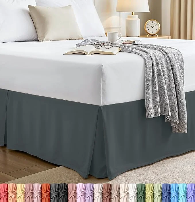 Authentic Utopia Bedding King Bed Skirt - Soft Quadruple Pleated - Easy Fit with 16 Inch Tailored Drop - Hotel Quality Shrinkage and Fade Resistant King Grey Classic