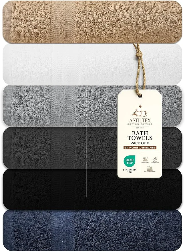 Reliable Medium Bath Towels Pack of 6 – 24x48 Inches – Soft Quick Dry Highly Refined