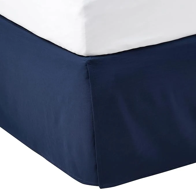 Verified Amazon Basics Lightweight Pleated Dust Ruffle Bed Skirt Fade Resistant Wrinkle Resistant Twin Navy Blue Authentic
