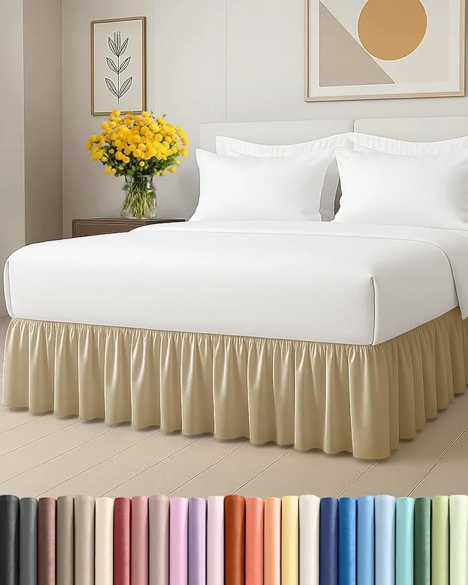 Bedskirt King Size Ruffle - 12 inch Drop Dust Ruffle Bed Skirt with Platform - Ultra-Soft Easy Fit Premium Hotel Quality - Wrinkle Fade amp Shrink Resistant - for Women Men Kids and Teens - Beige Sophisticated