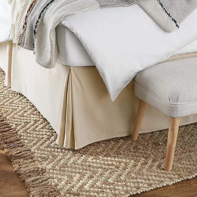 Outstanding Amazon Basics Lightweight Pleated Dust Ruffle Bed Skirt Wrinkle amp Fade Resistant Machine Washable Full Beige Clean