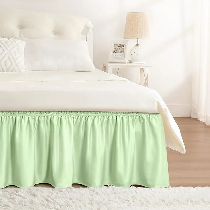Clean RIMELA Bed Skirt Queen Size Baby Green 15 Inch Drop Wrap Around Elastic Bedskirt Dust Ruffle for Adjustable Bed Base Soft Durable Fabric Machine Washable Easy to Install Bed Skirts Effective