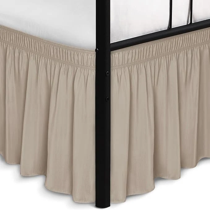 Safe Biscaynebay Wrap Around Bed Skirts with Split Corners for Full Beds 14 quot Drop Light Camel Elastic Dust Ruffles Adjustable Easy Fit Wrinkle amp Fade Resistant Silky Luxurious Fabric Machine Washable Consistent